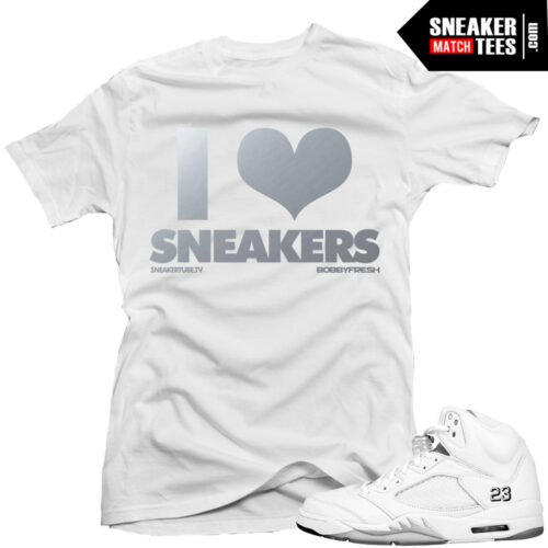 Jordan 5 shirts to match Metallic Silver 5s sneaker tees