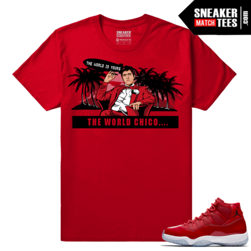 Jordan 11 Win ICE 96 Gym Red Sneaker tees Red The World Chico