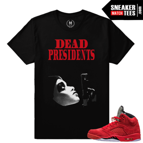 Retro Jordans 5 t shirts Red Suede