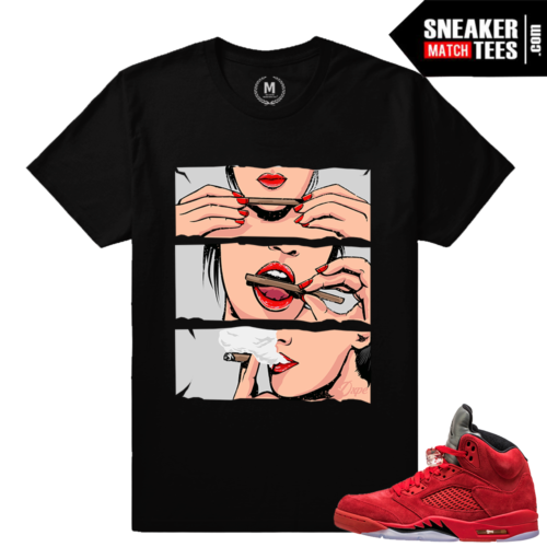 Jordan 5s Custom t shirt Red Suede