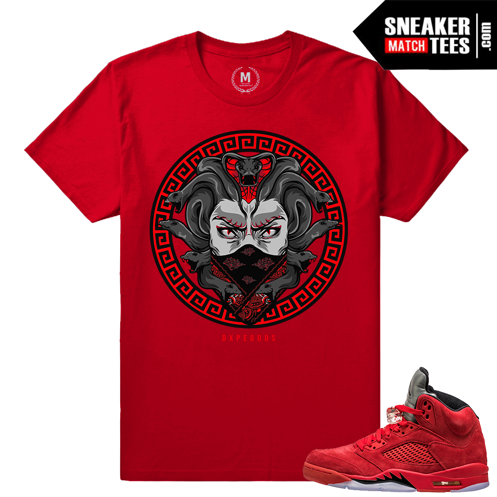 Red Jordan pre 5 shirts matching Red Suede 5s