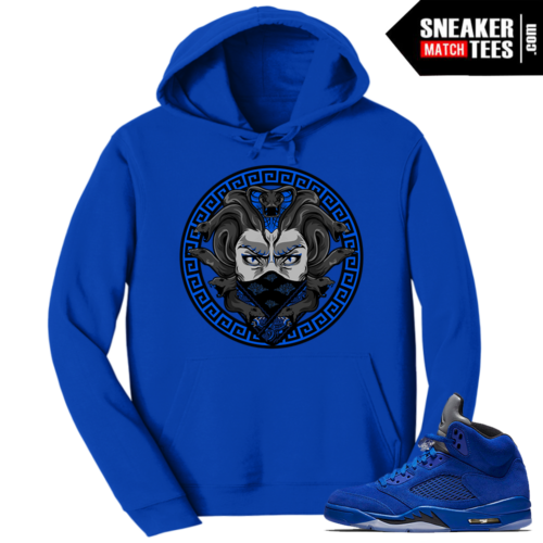 Jordan 5 Blue Suede Hoodie Match Sneakers