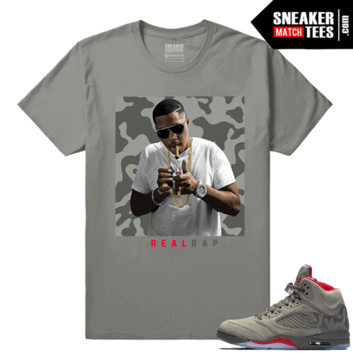 Nas Real Rap T shirt Camo Jordans 5