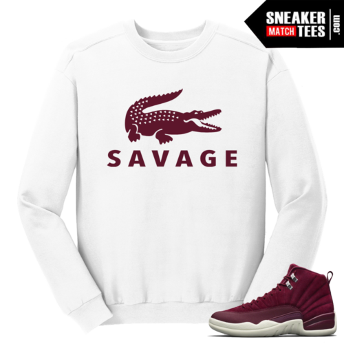 Jordan 12 Bordeaux Savage White Crewneck Sweater