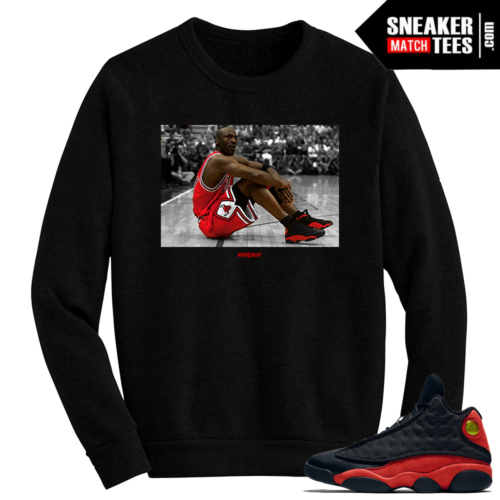 Nike Air Jordan 1 Zoom Air Comfort MJ in the 13s Black Crewneck Sweater