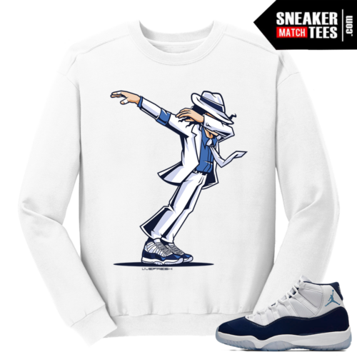 Jordan 11 Midnight Navy Crewneck Sweater White Dabbin MJ