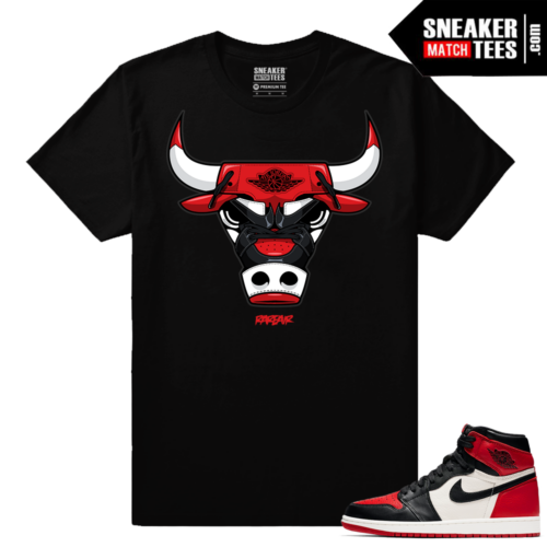 Jordan 1 Bred Toe Sneaker tees Black Bred Toe Bull