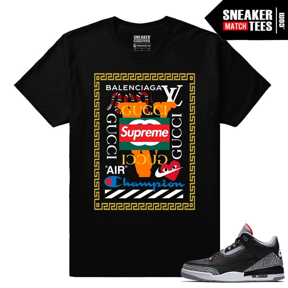 Jordan 3 Black Cement Sneaker tees Mad Hype - Sneaker Match Tees