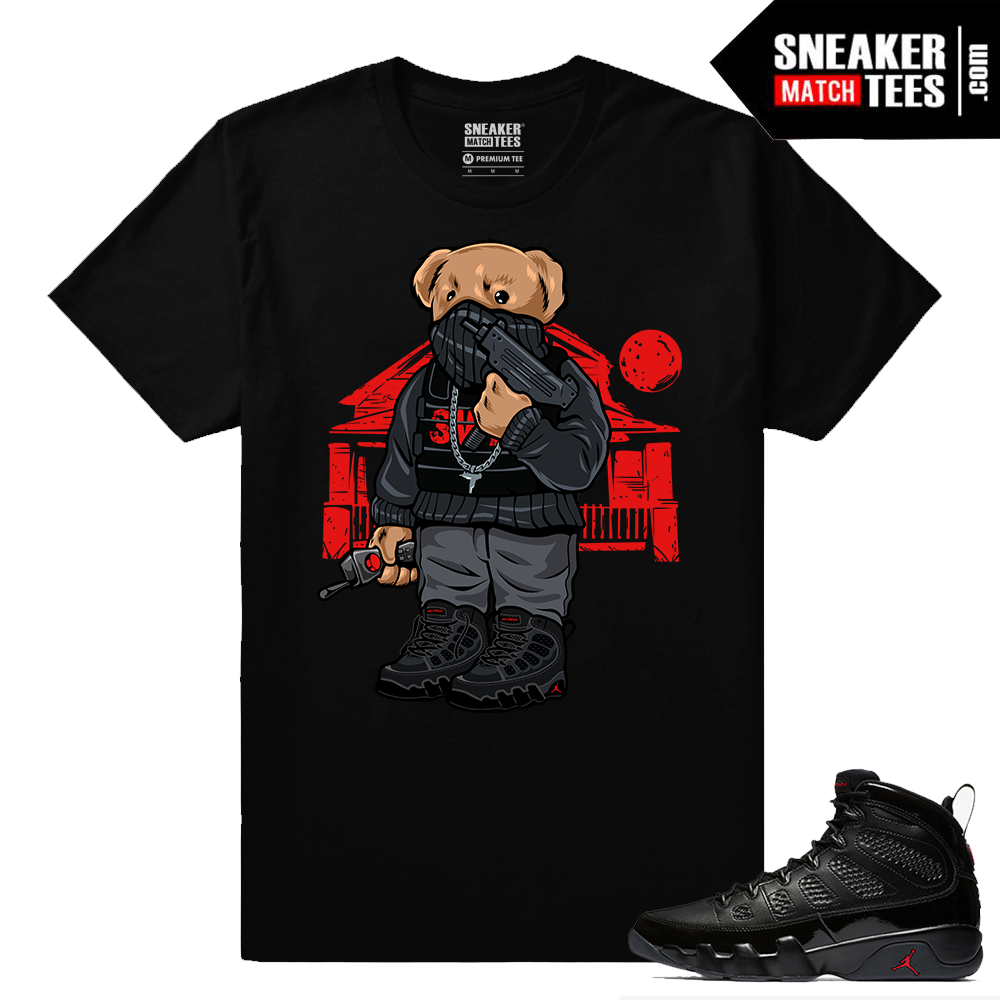 Jordan 9 Bred Sneaker Match Tees Polo Bear Trap