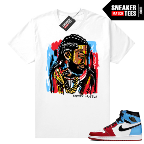 Fearless Jordan 1 shirt White Abstract Nispey Hussle