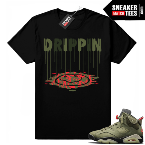 Travis Scott x Jordan 6 Black shirt Drippin Smiley