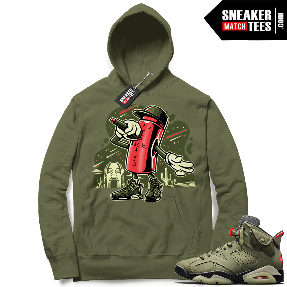 Travis Scott x Jordan Brown 6 Olive Hoodie Lace Lock Toon