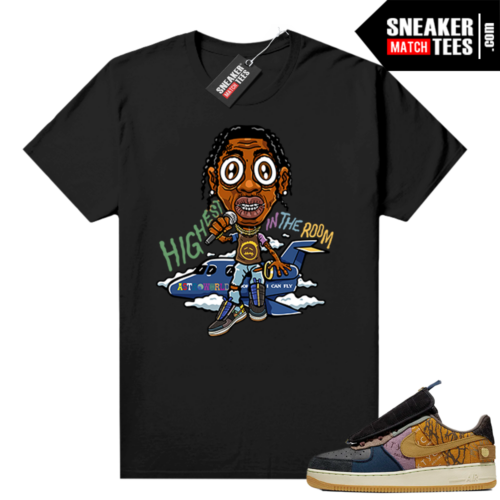 Travis Scott Nike Air Force 1 shirt black Highest in the Room Toon 500x500