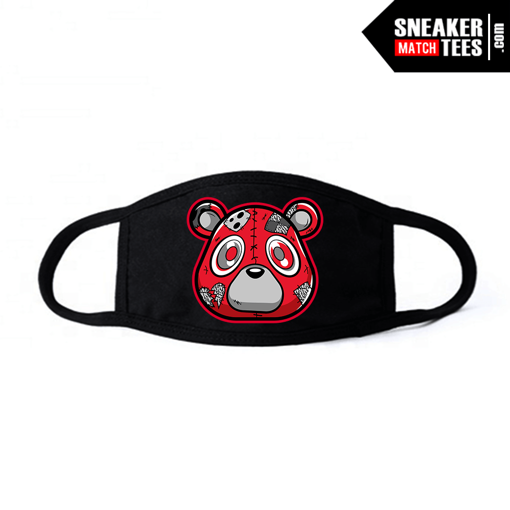 Face Mask Black Red Cement 3s Heartless Bear