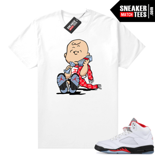 Fire Red 5s Jordan Graphic Tees Charlie Brown