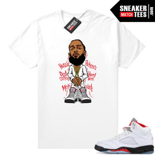 Fire Red 5s Jordan Sneaker Tees Nipsey Hussle Toon