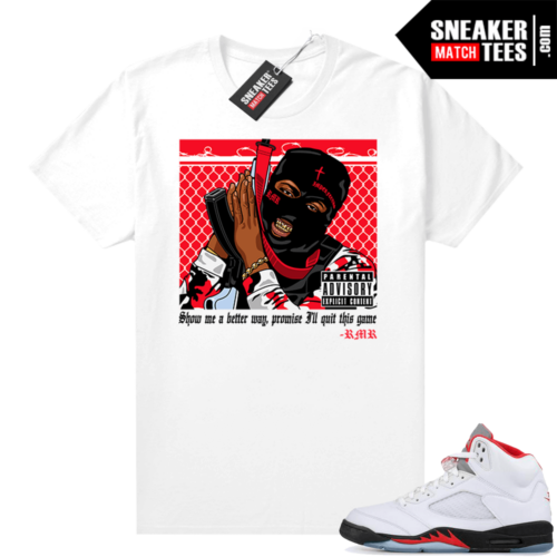 Fire Red 5s Jordan Sneaker Tees RMR Trap Life