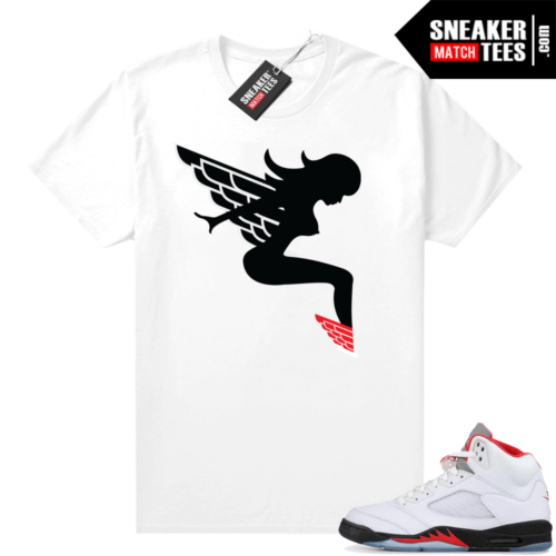 Fire Red 5s matching sneaker shirt Wings