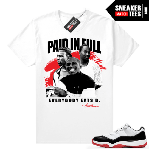 Jordan 11 Low matching Concord Bred shirt White Paid In Full Vintage Movie