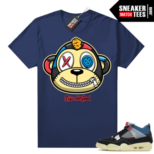 Match Jordan 4 Union OFF Noir Sneaker Match Tees Misunderstood Monkey Navy