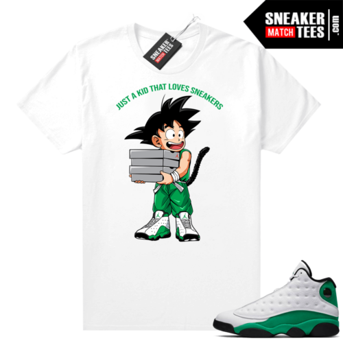 Match Lucky Green 13s Jordan low Match Tees Shirt White Just A Kid