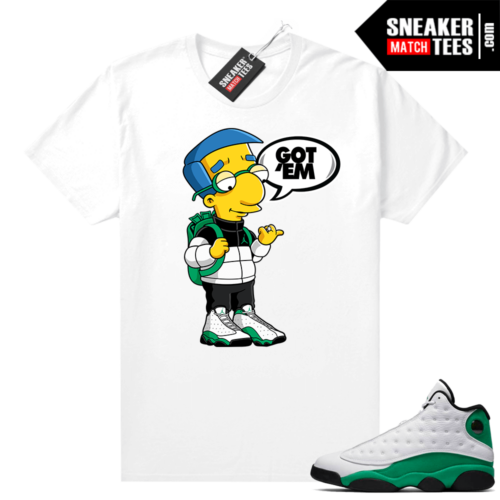 Match Lucky Green 13s Jordan Match Tees Shirt White Millhouse Got EM