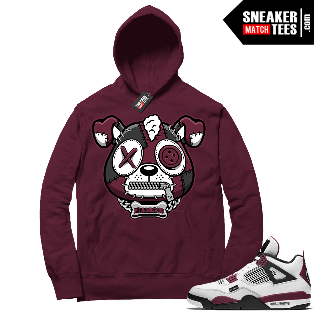 PSG 4s Sneaker Match Hoodie Misunderstood Puppy Maroon