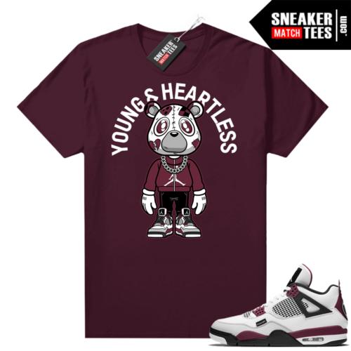 PSG 4s Sneaker Match Tees Young & Heartless Bear Toon Maroon