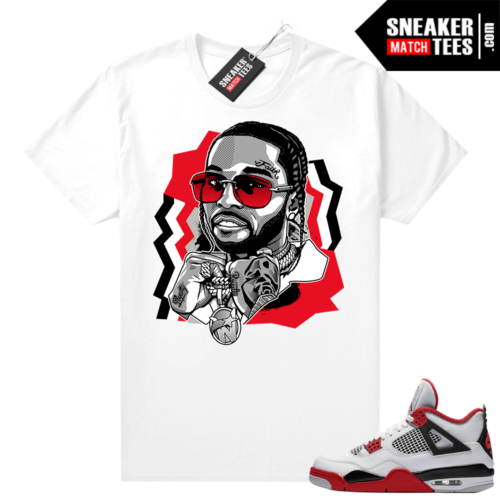 Fire Red 4s Jordan billie Sneaker Tees Shirts White The Woo