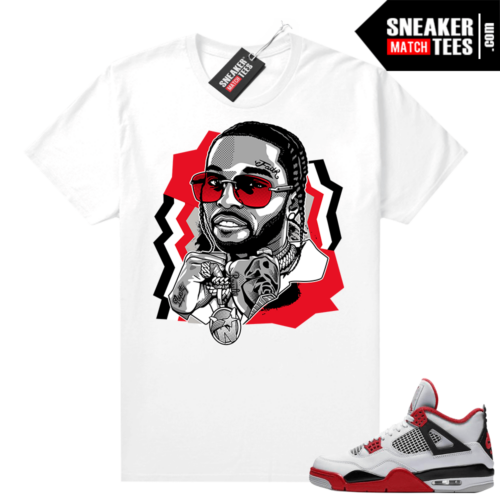 Fire Red 4s Jordan Sneaker from Shirts White The Woo