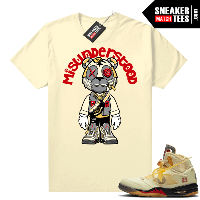 OFF White Jordan 5 Sail Sneaker Tees Shirts Sail Misunderstood Tiger Toon | Jordan 5 OFF White 