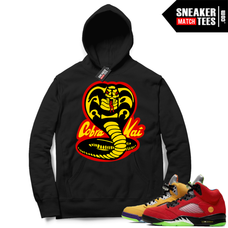 What the 5s Sneaker Hoodie Black Cobra Kai Jordan 5 What the Sneaker