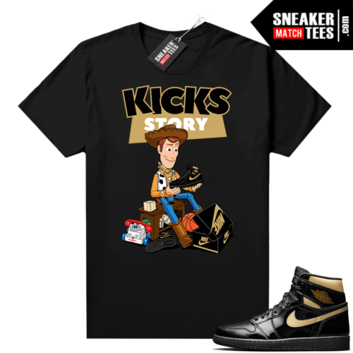 Jordan 1 Black Gold Metallic Sneaker Match Shirt Black Kicks Story