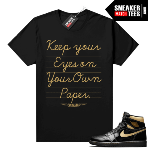 Jordan 1 Black Gold Metallic Sneaker Match Shirt Black Teacher's Lesson