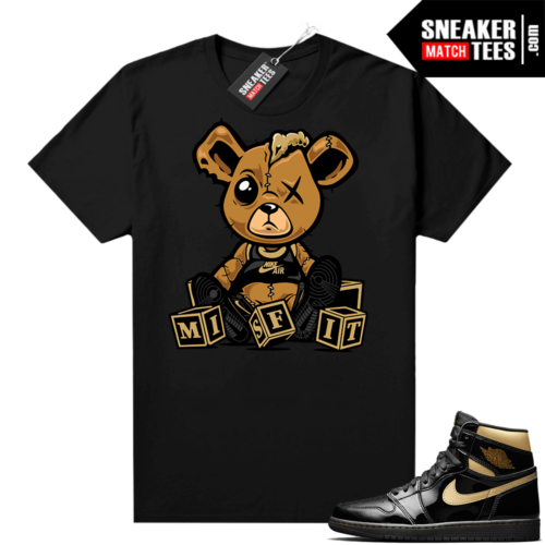 Jordan 1 Black Gold Metallic Sneaker Match Shirt Misfit Teddy