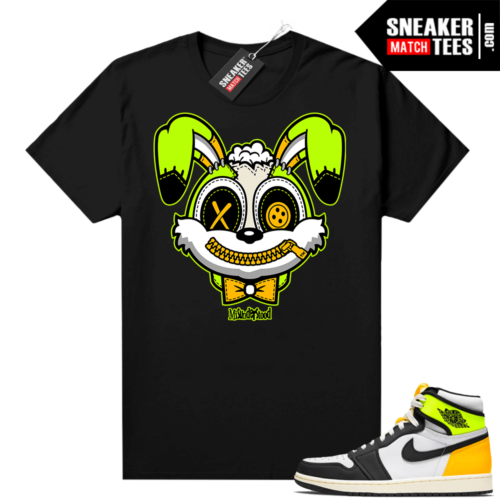 Volt Gold Jordan 1 Matching Sneaker Tees Shirts Black Misunderstood Bunny