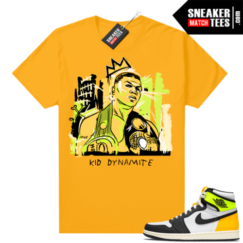 Air Jordan 1 Volt Gold shirt to match Gold Basquiat Tyson