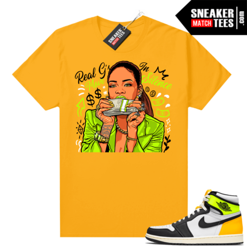 Air Jordan 1 Volt Gold shirt to match Gold Real Gs Move in Silence