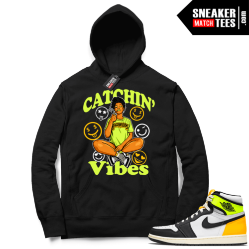 Jordan 1 Volt Gold Hoodie Sneaker Match Black Catchin Vibes