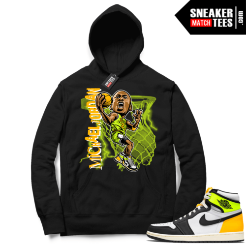 Jordan 1 Volt Gold Hoodie Sneaker Match Black MJ Toon