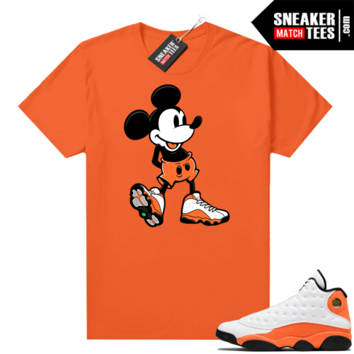 Jordan 13 Starfish Match Sneaker Tees Shirt Orange Sneakerhead Mickey