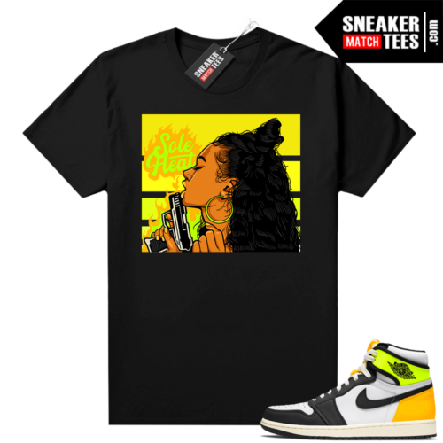 Jordan Volt Gold 1s shirt black Sole Heat