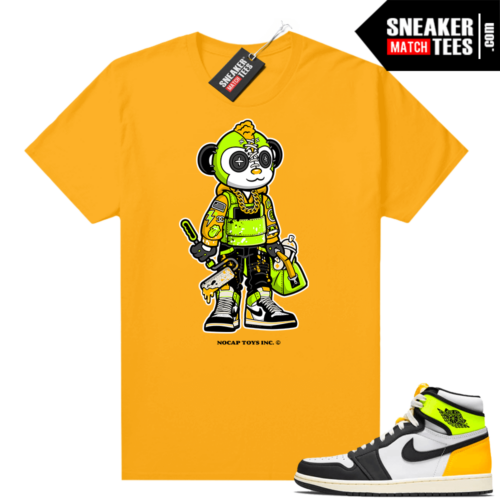 French Friday print T-shirt Collab Graffiti Monkey Shirt Gold Volt Gold 1s