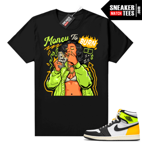 Volt Gold Shirt Jumpman jordan 1 Match Black Money To Burn