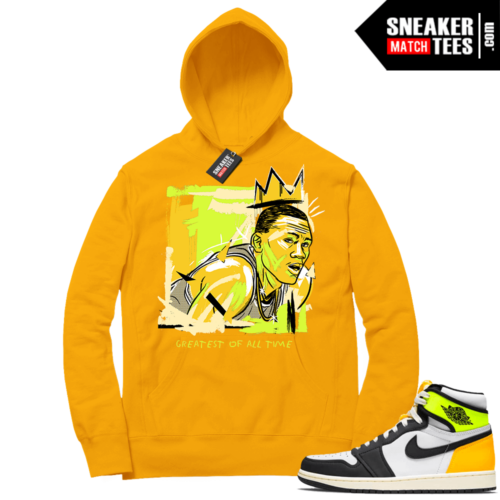 Volt Gold Hoodies to match Jordan 1 Gold Basquiat Goat