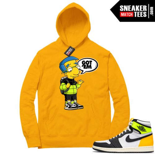 Volt Gold Hoodies to match Airness Jordan 1 Gold Millhouse Got EM