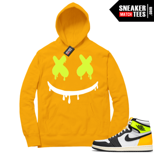 Volt Gold Hoodies to match Jordan 1 Gold Smiley Drip