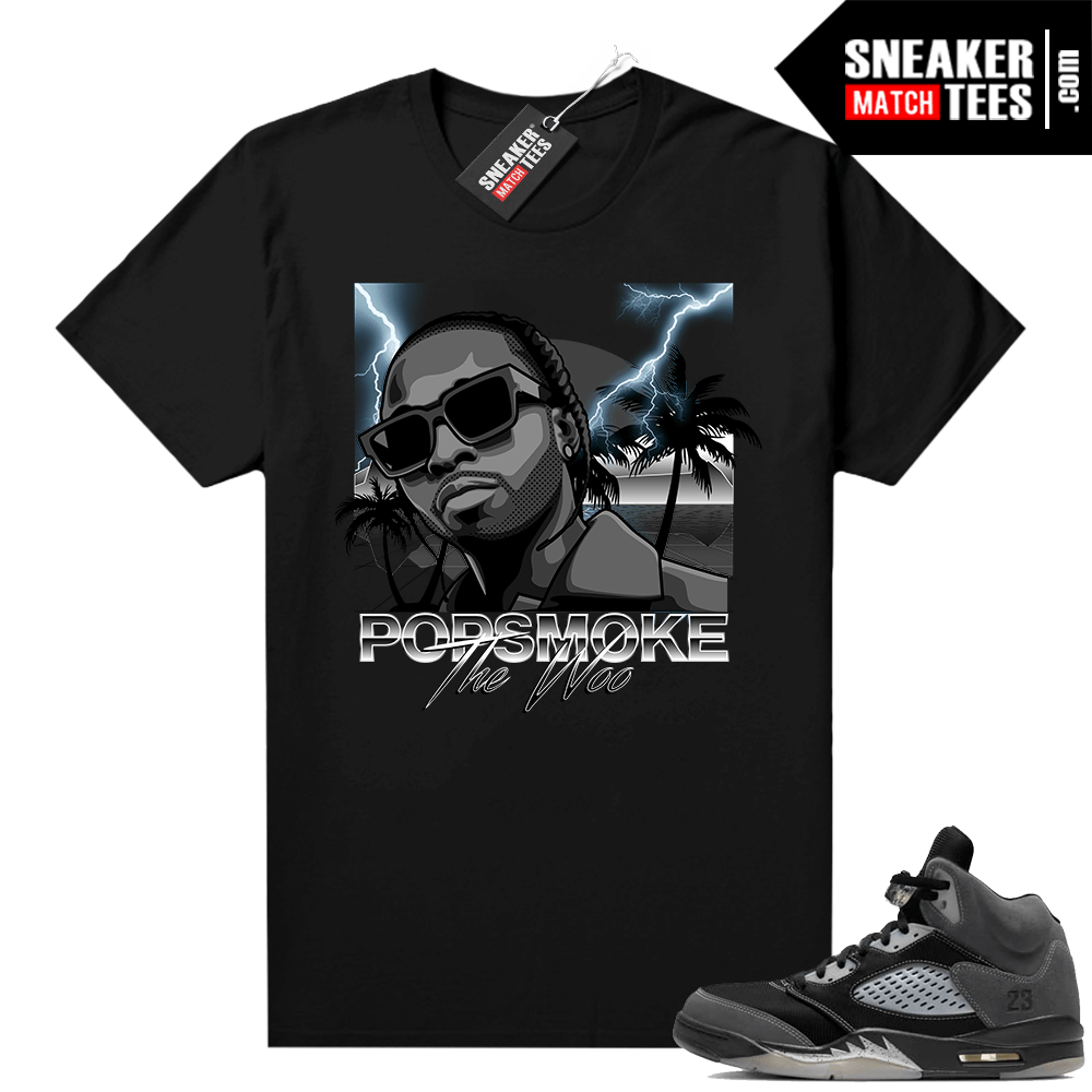 Anthracite 5s Sneaker Tee shirt black Pop Smoke