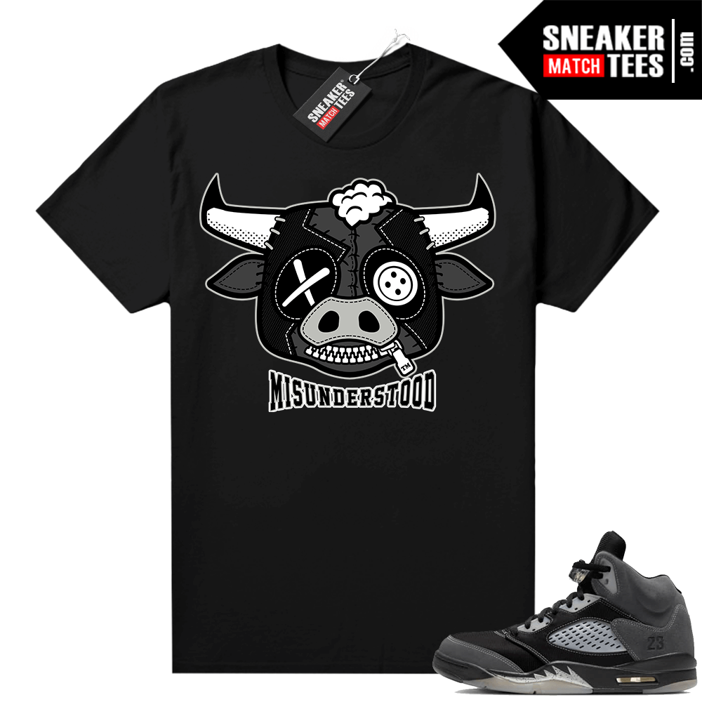 Jordan 5 Anthracite Sneaker tee black Misunderstood Bull