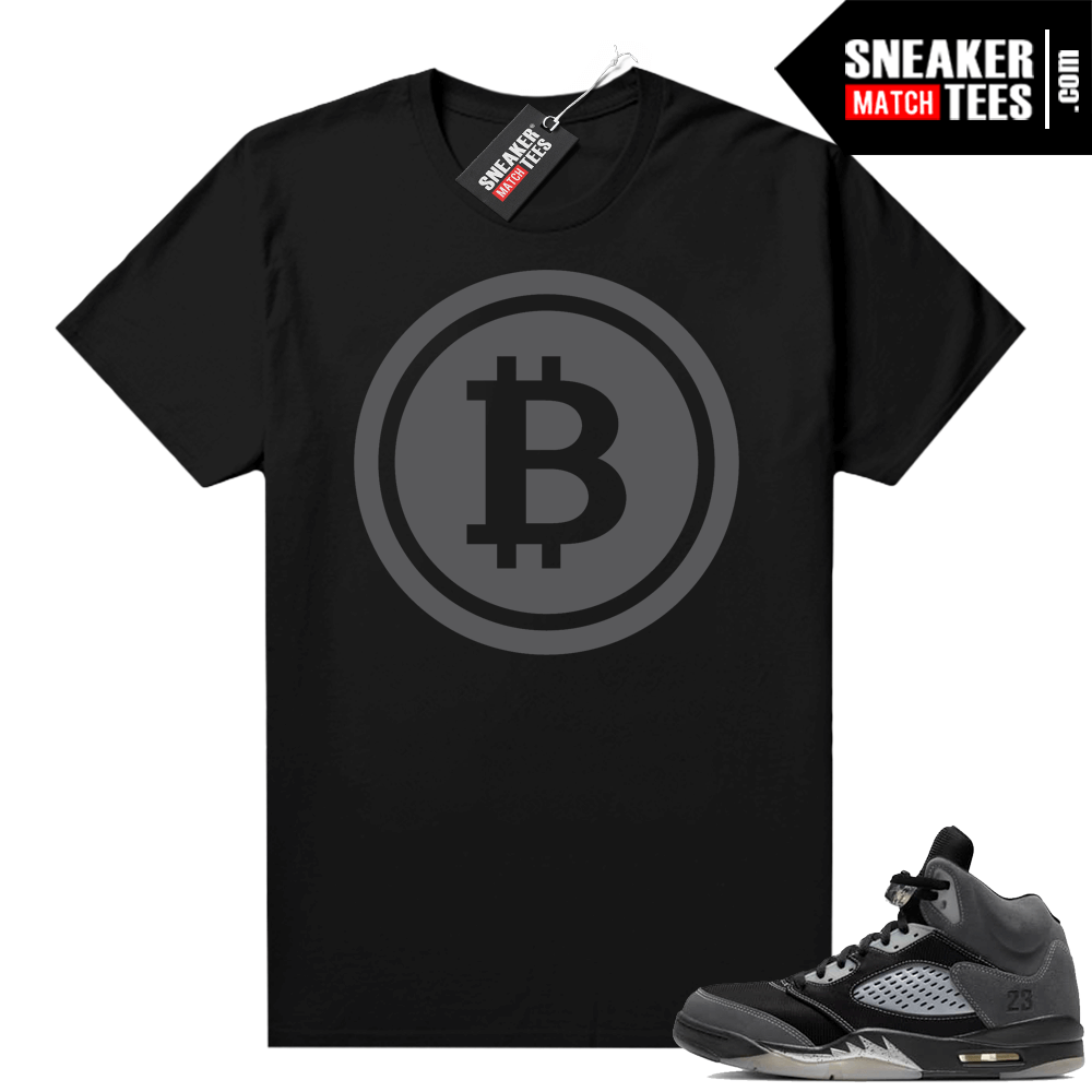 Jordan retro 5 Anthracite shirts black Bitcoin Logo